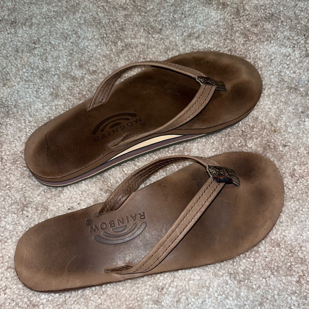 Rainbow flip flops